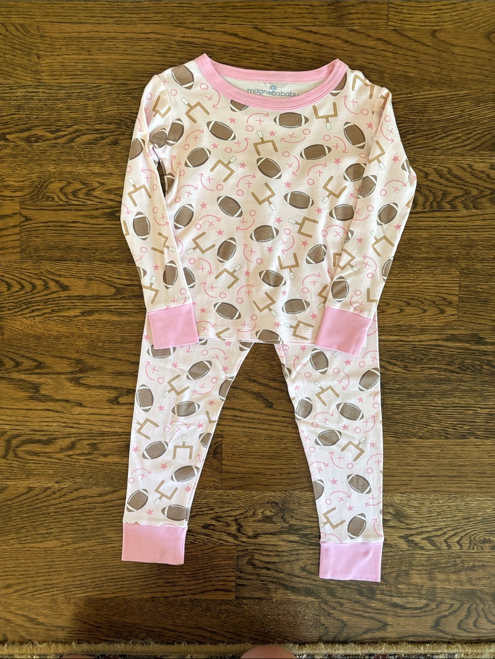 Magnolia Baby Pink Football-Print Kids Pajama Set